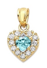 fine gold cubic zirconia heart December birthstone baby charm